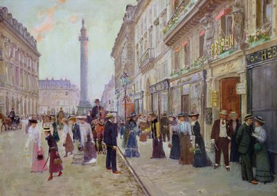 Travailleurs quittant la Maison Paquin, rue de la Paix, vers 1900 - Jean Beraud